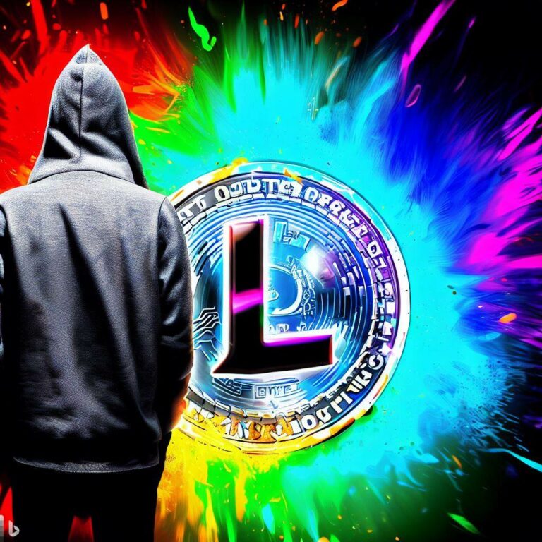 Litecoin and a gambler in a hoodie